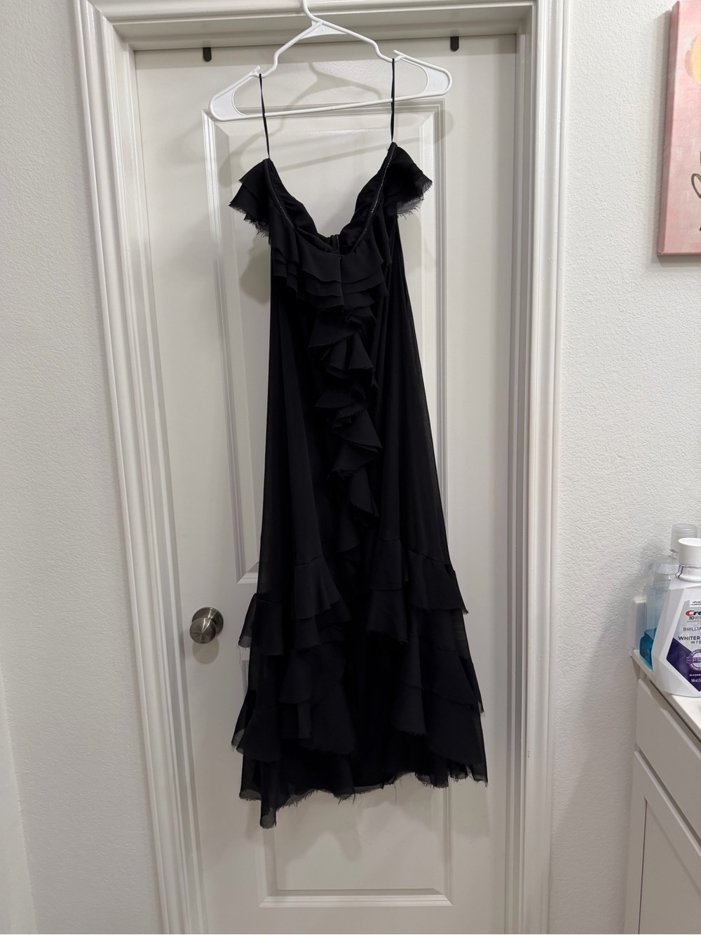 Long Black Ruffle Strapless Dress ASOS - Picture 3 of 5